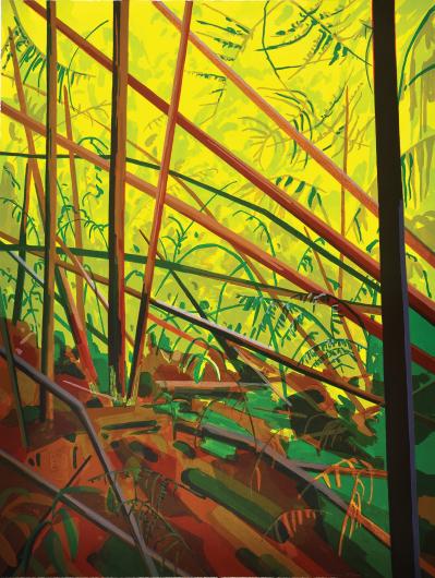 Claire Sherman print of sticks on the ground in bright colors