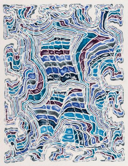 James Siena geometric print in shades of blue