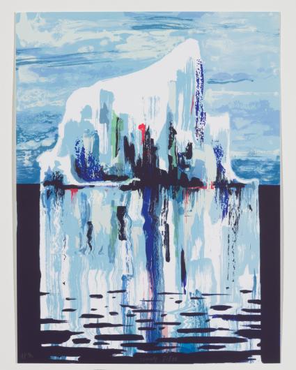 Tomory Dodge screenprint of an iceberg and its reflection in the water