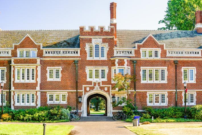 Reed College main hall brick building