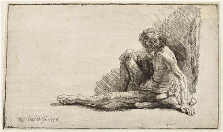 Rembrandt van Rijn, Study Of A Man Sitting On The Ground, 1646.
