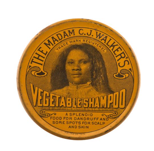 Madam C. J. Walker Manufacturing Co. Madame C. J. Walker’s Vegetable Shampoo, ca. 1910-20 Tin, paper New-York Historical Society, Gift of Lisa Kugelman in memory of Thomas P. Kugelman, 2015.36ab