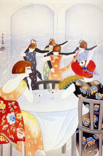 Yamamura Koka: Dancing at the New Carlton Hotel in Shanghai, 1924. Color print, 40x27 cm.