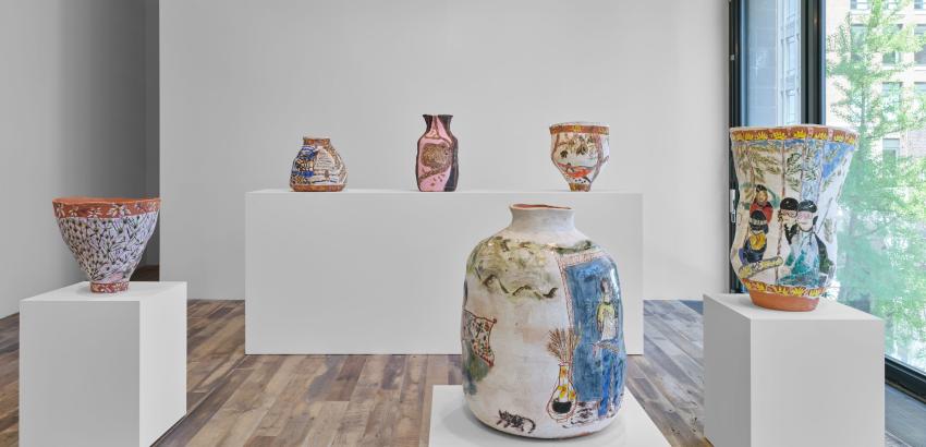 Installation view, ‘Jennifer Rochlin. Paintings on Clay,’ Hauser & Wirth New York, 22nd Street, 2 May 2024 – 12 July 2024. © Jennifer Rochlin