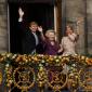 Alexander, Princess Beatrix and Queen Maxima after the announcement that Beatrix has abdicated